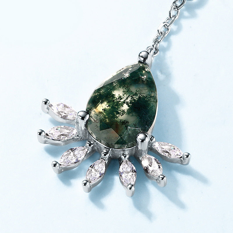 S925 Silver Green Moss Earrings For Women