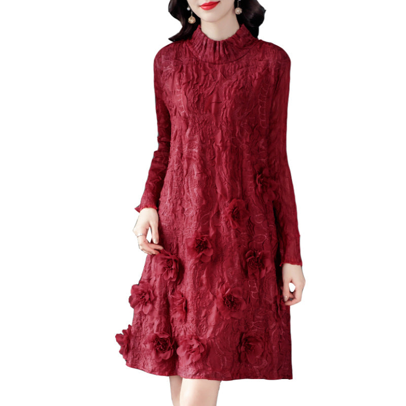 Women's Fashion Temperament Solid Color Pleated Dresses