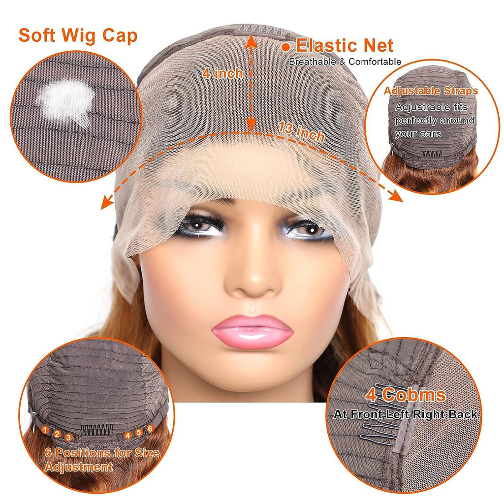 P4 27 13x4 Lace Front Wig Human Hair Body Wave Density