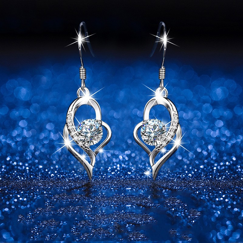 Sterling Silver Mosang Diamond Earrings For Women