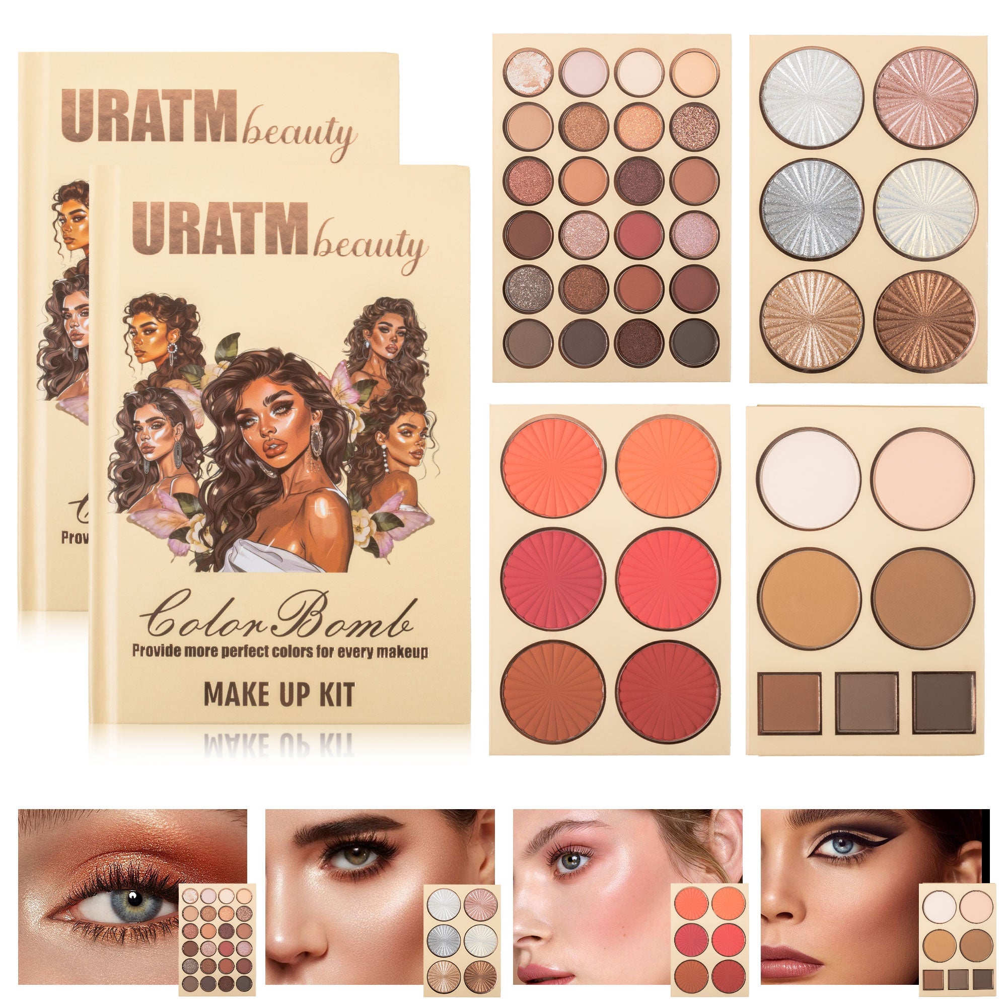 URATM Beauty Color Bomb 63-Color Makeup Kit - Multi-Function Eyeshadow, Blush, Highlighter & Contour Palette