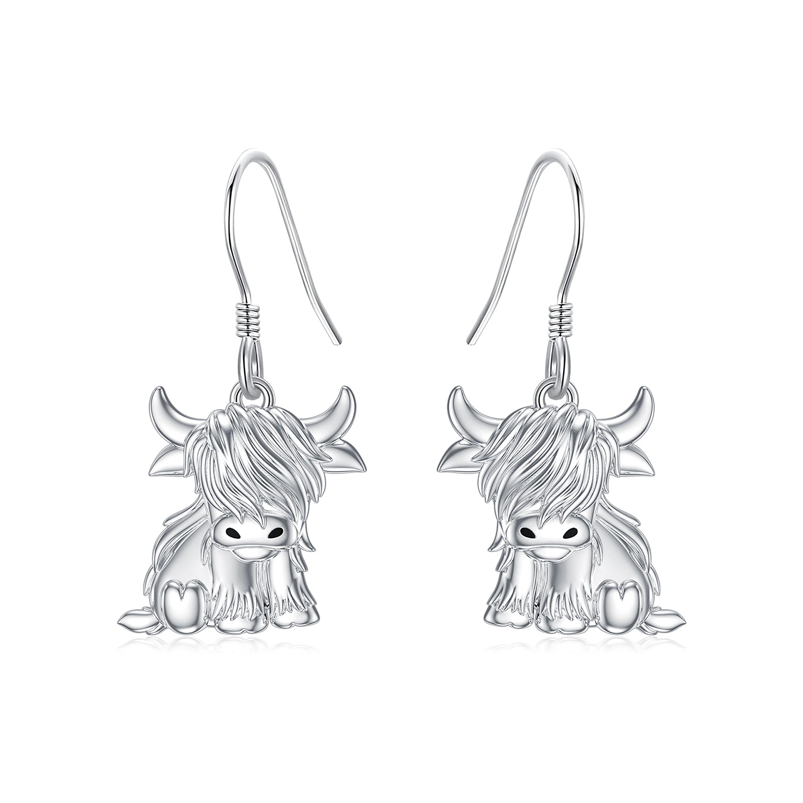 Highland Cow Earrings for Women 925 Sterling Silver Cow Dangle Drop Earrings