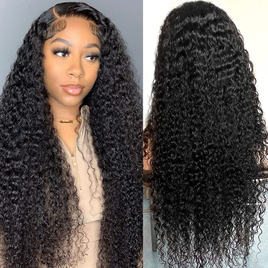 13x4 Lace Frontal Human Hair Wig,Natural Color,Deep Wave,150 Density