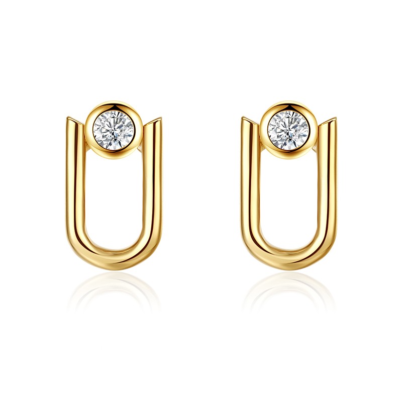 Single Diamond U-shaped Earrings For Women