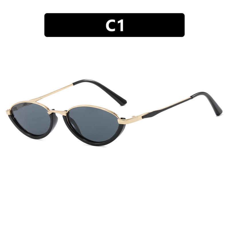 Small Frame Metal Sunglasses Sun Protection Plain Sun Glasses