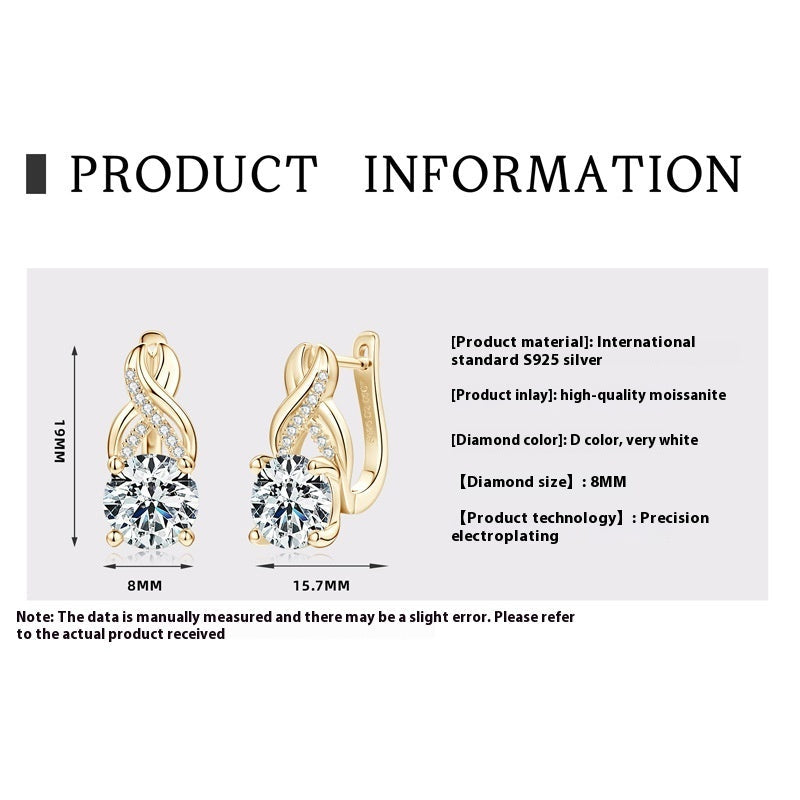 Light Luxury Moissanite Twist Earrings For Women