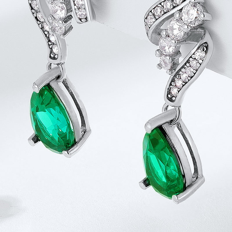 S925 Silver Emerald Earrings For Women
