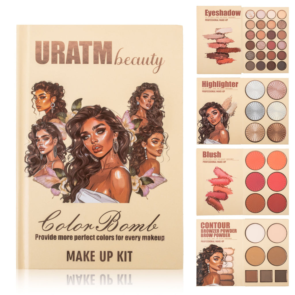 URATM Beauty Color Bomb 63-Color Makeup Kit - Multi-Function Eyeshadow, Blush, Highlighter & Contour Palette