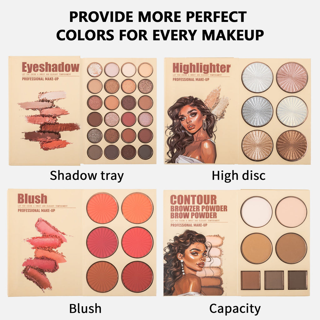 URATM Beauty Color Bomb 63-Color Makeup Kit - Multi-Function Eyeshadow, Blush, Highlighter & Contour Palette