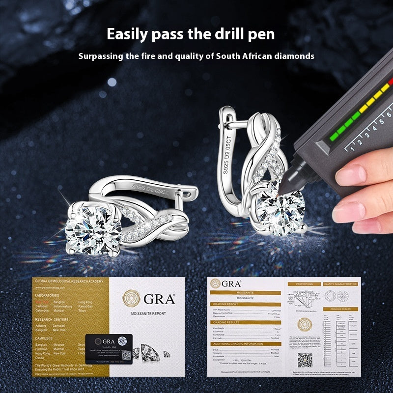 Light Luxury Moissanite Twist Earrings For Women