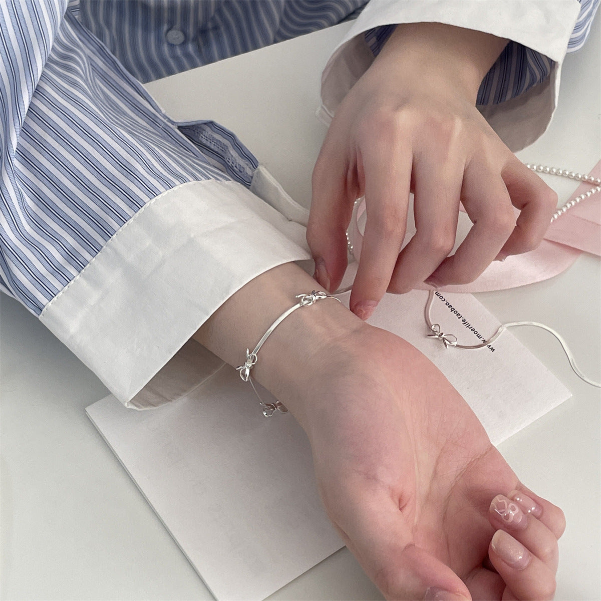 Sterling Silver Bow Bracelet For Women