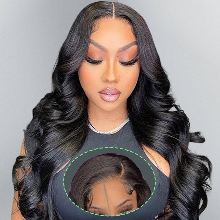 4x7 Lace Closure Wig Human Hair Natural Color Body Three-Dimensional  Wave Density
