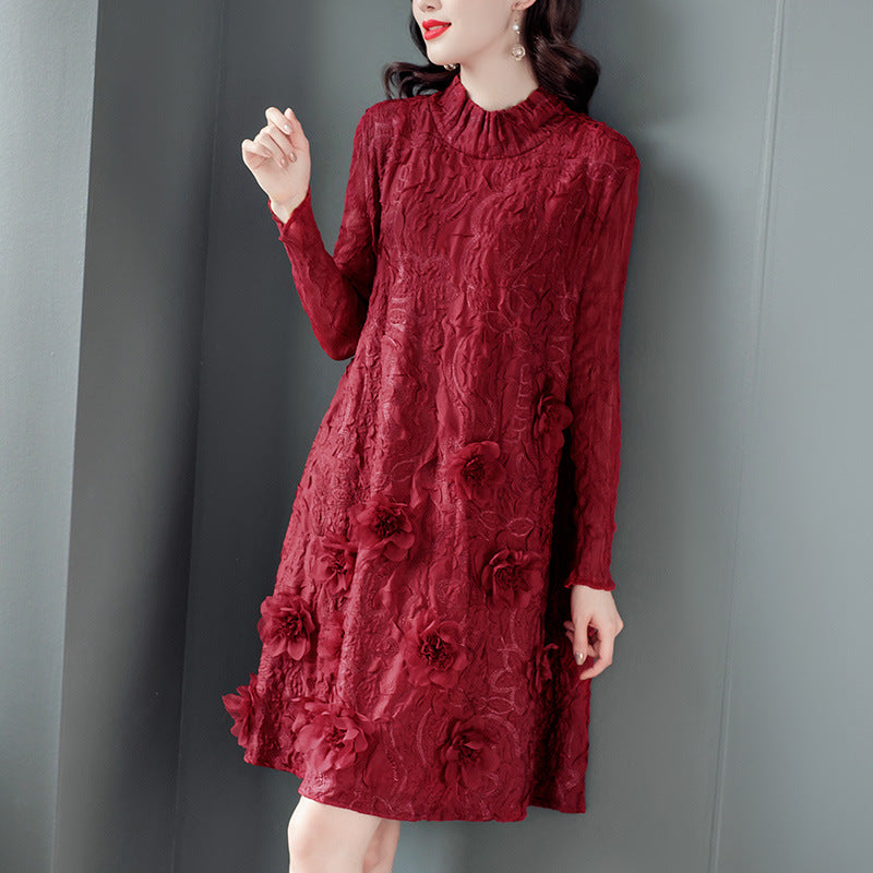 Women's Fashion Temperament Solid Color Pleated Dresses