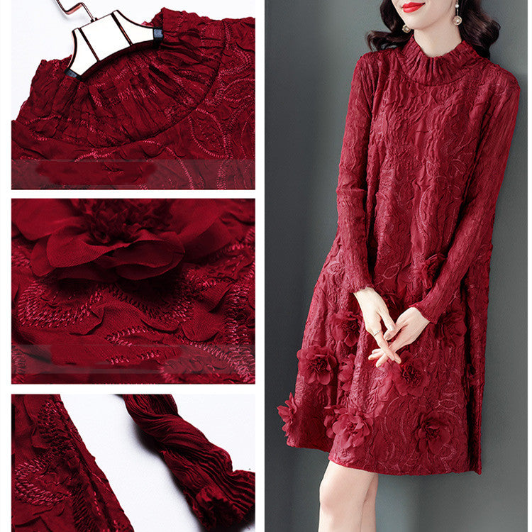 Women's Fashion Temperament Solid Color Pleated Dresses