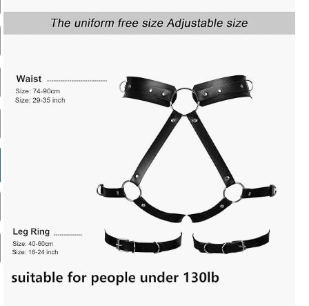 Punk Leather Body Chains Black Sexy Body Harness Layered Leg Chains Waist Chain Rave Nightclub Party Body Jewelry For Women