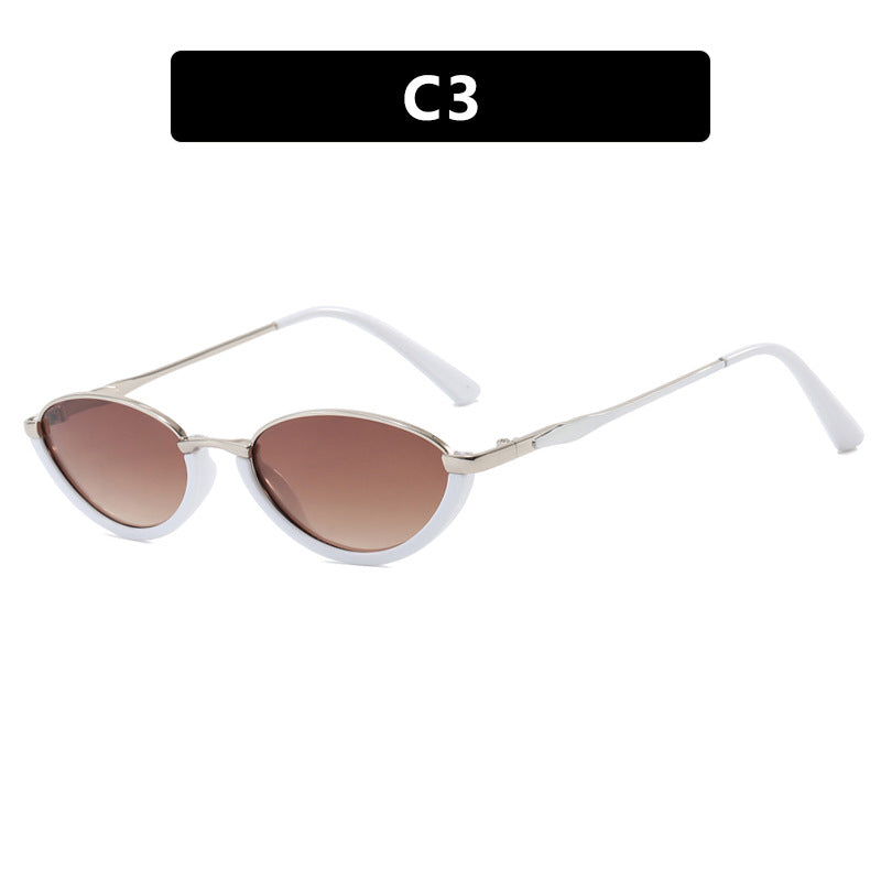 Small Frame Metal Sunglasses Sun Protection Plain Sun Glasses